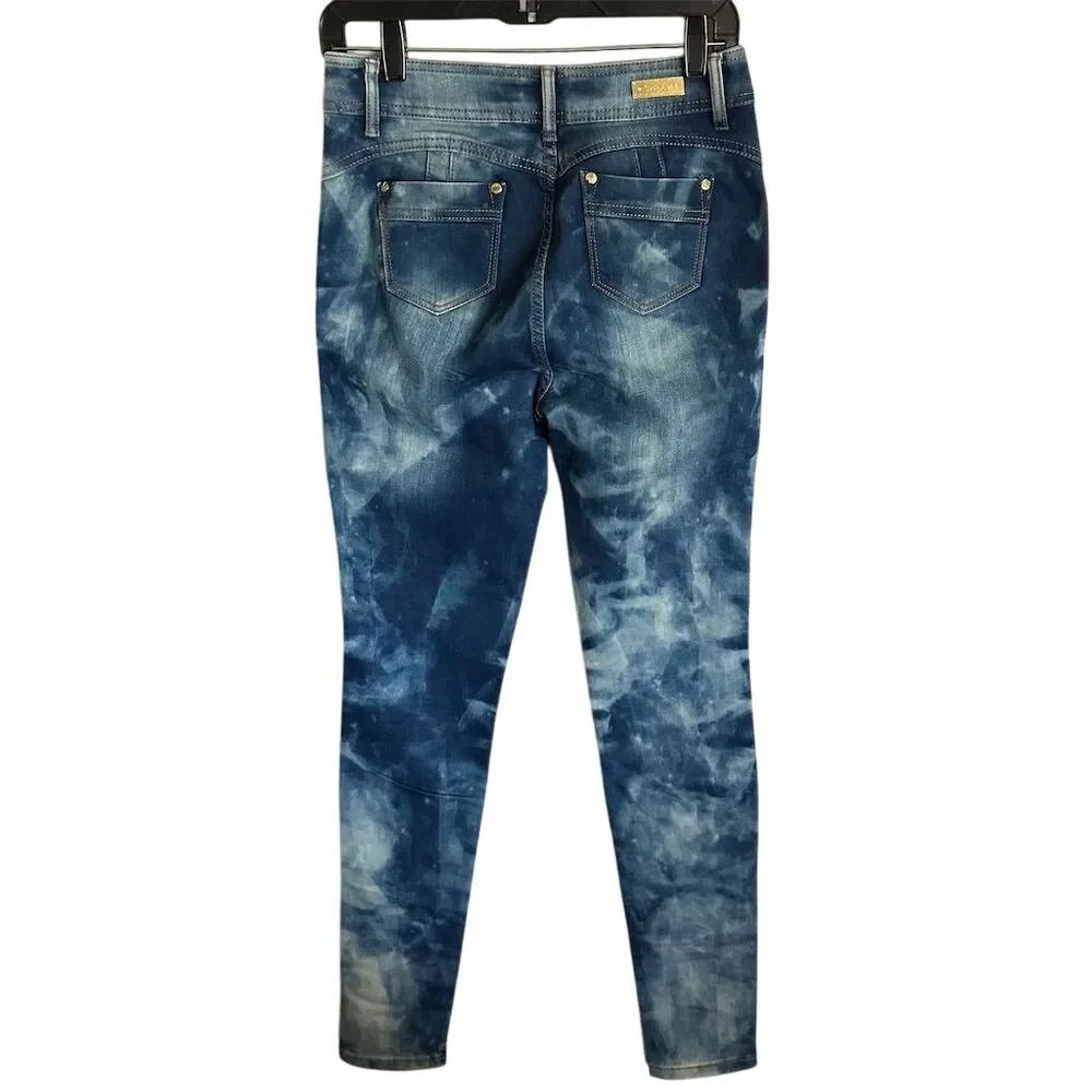 Salvaje Evolution Women's embellished space/Art‎ Acid Wash Denim jeans Size 9